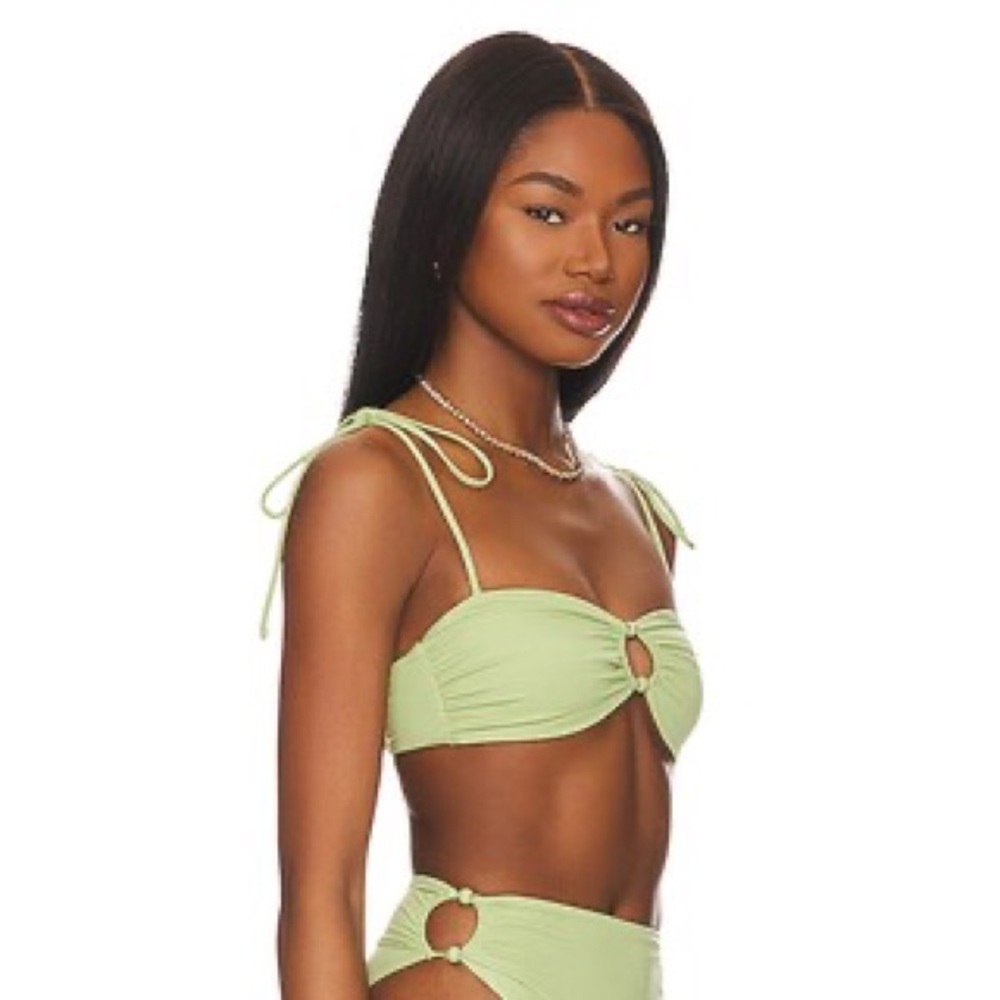Tularosa Green Moss Luella Bead Accent Bikini Top size XL EUC - Picture 2 of 9